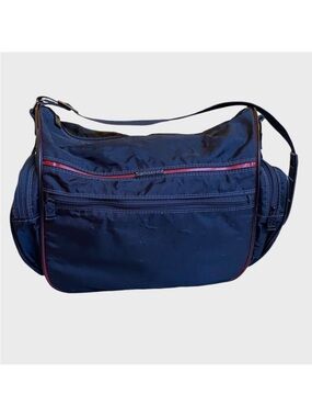 Vintage 1987 Samsonite Oyster Bag Black Red Trim Medium Shoulder Strap Luggage
